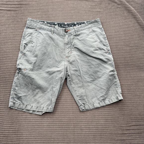 32 Bar Blues Shorts Mens 32 Gray Linen Blend Casual Chino Cotton Weekend. - Picture 1 of 8